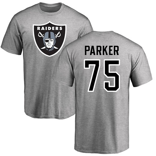 Men Oakland Raiders Ash Brandon Parker Name and Number Logo NFL Football #75 T Shirt->nfl t-shirts->Sports Accessory